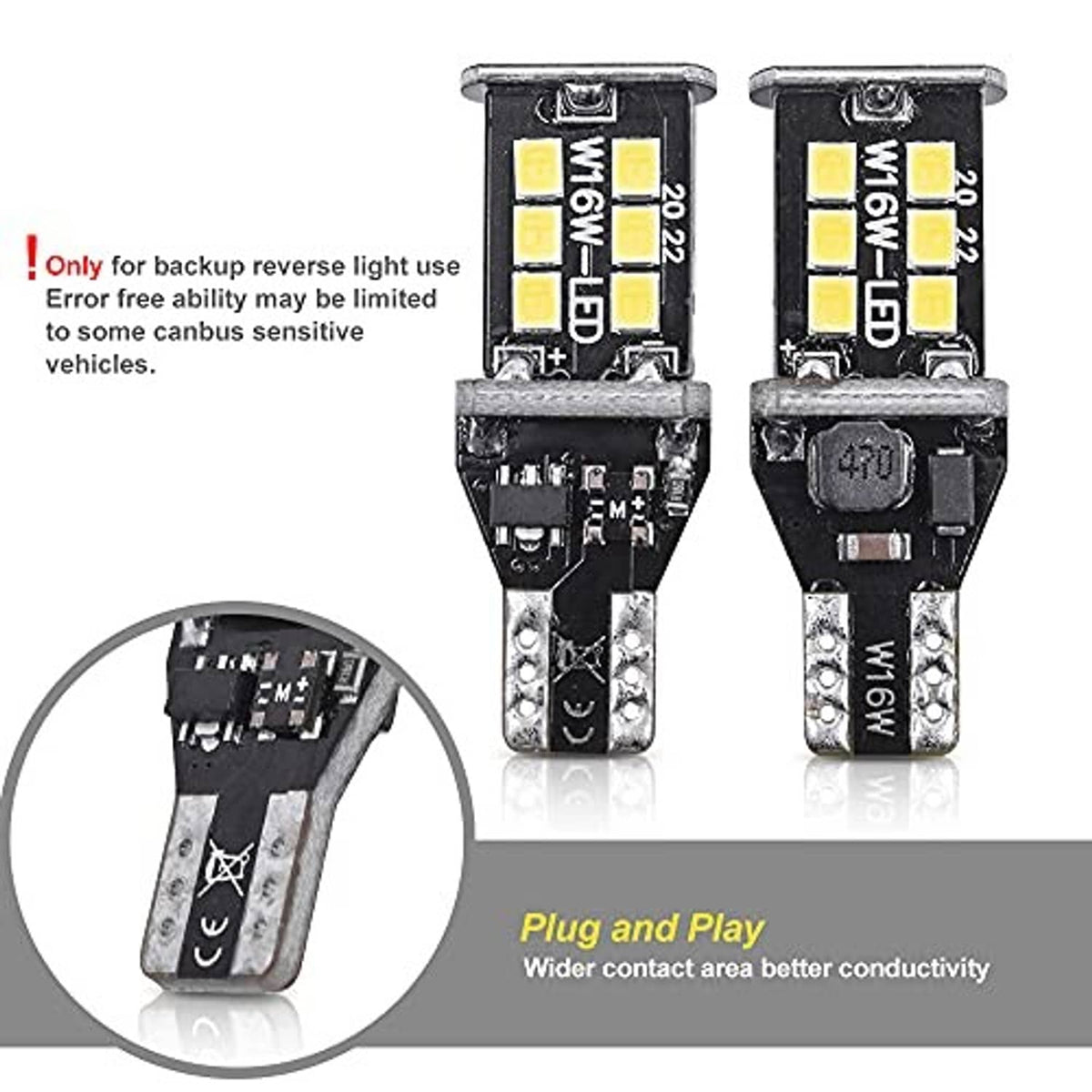 LED third brake light bulbs with black multi-LED board and plug connector, two pieces