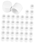 White PVC pipe end caps set with open tube interiors, assorted pack views