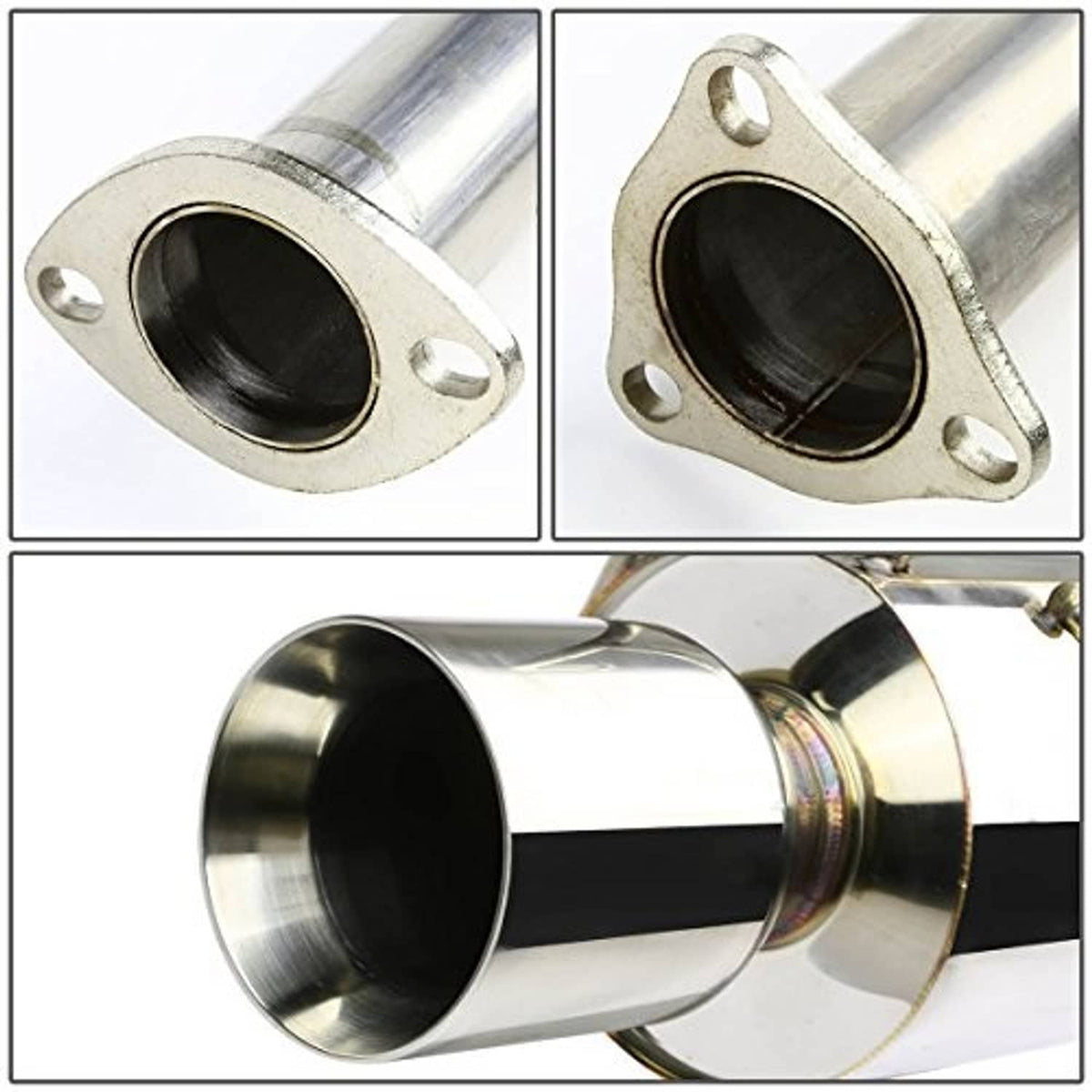 Stainless steel exhaust flange and outlet opening with smooth weld seams