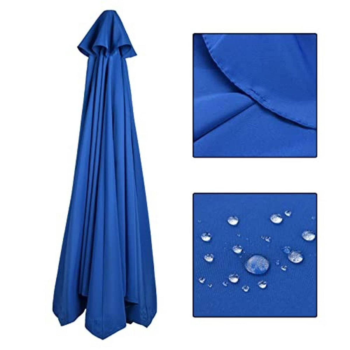 Navy blue umbrella canopy replacement fabric cover, folded with curved seam detail