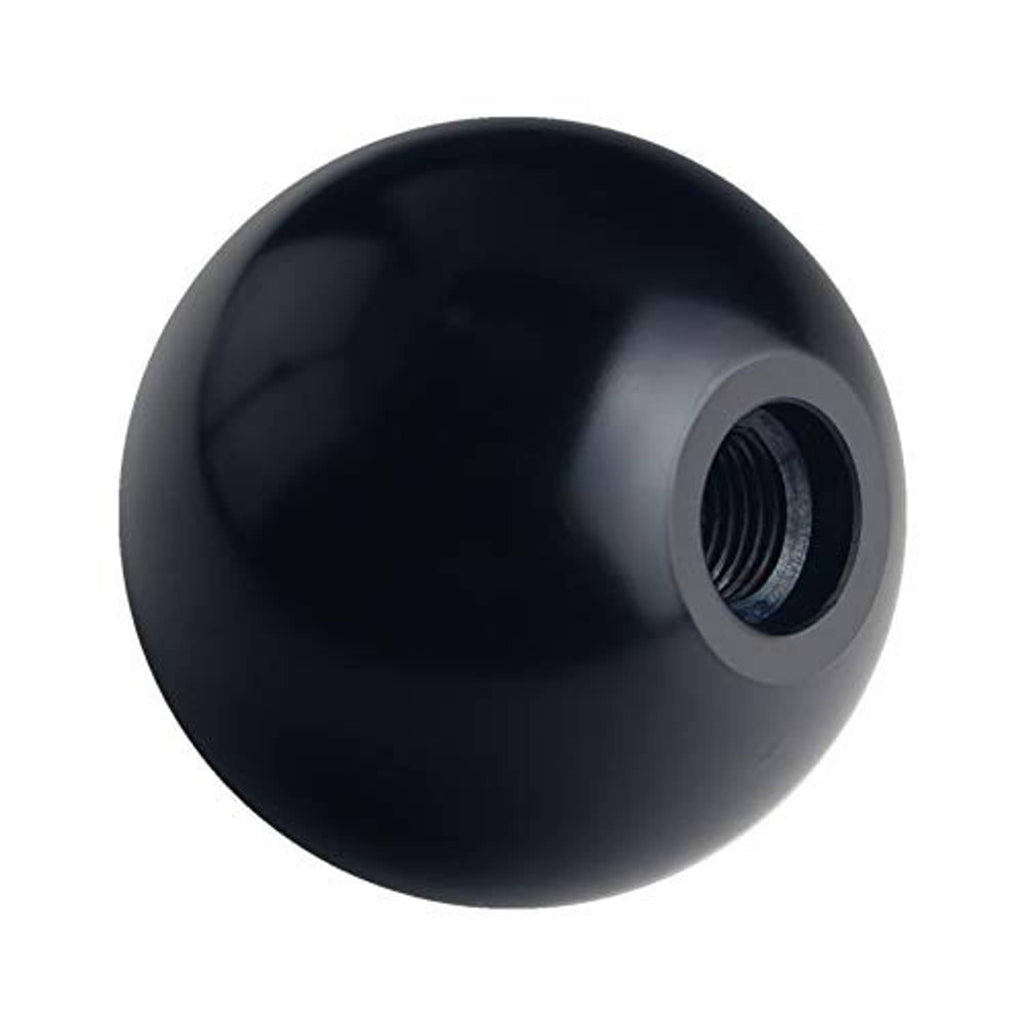 Black spherical shift knob with threaded side opening