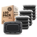 Freshware 150-pack black 16 oz meal prep containers with clear airtight lids