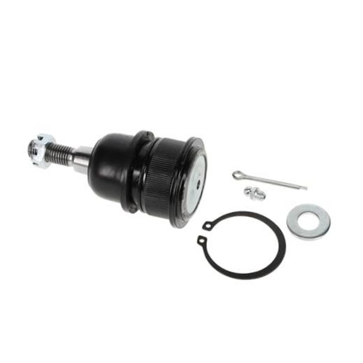Front upper suspension ball joint with rubber boot and threaded stud, plus retaining ring