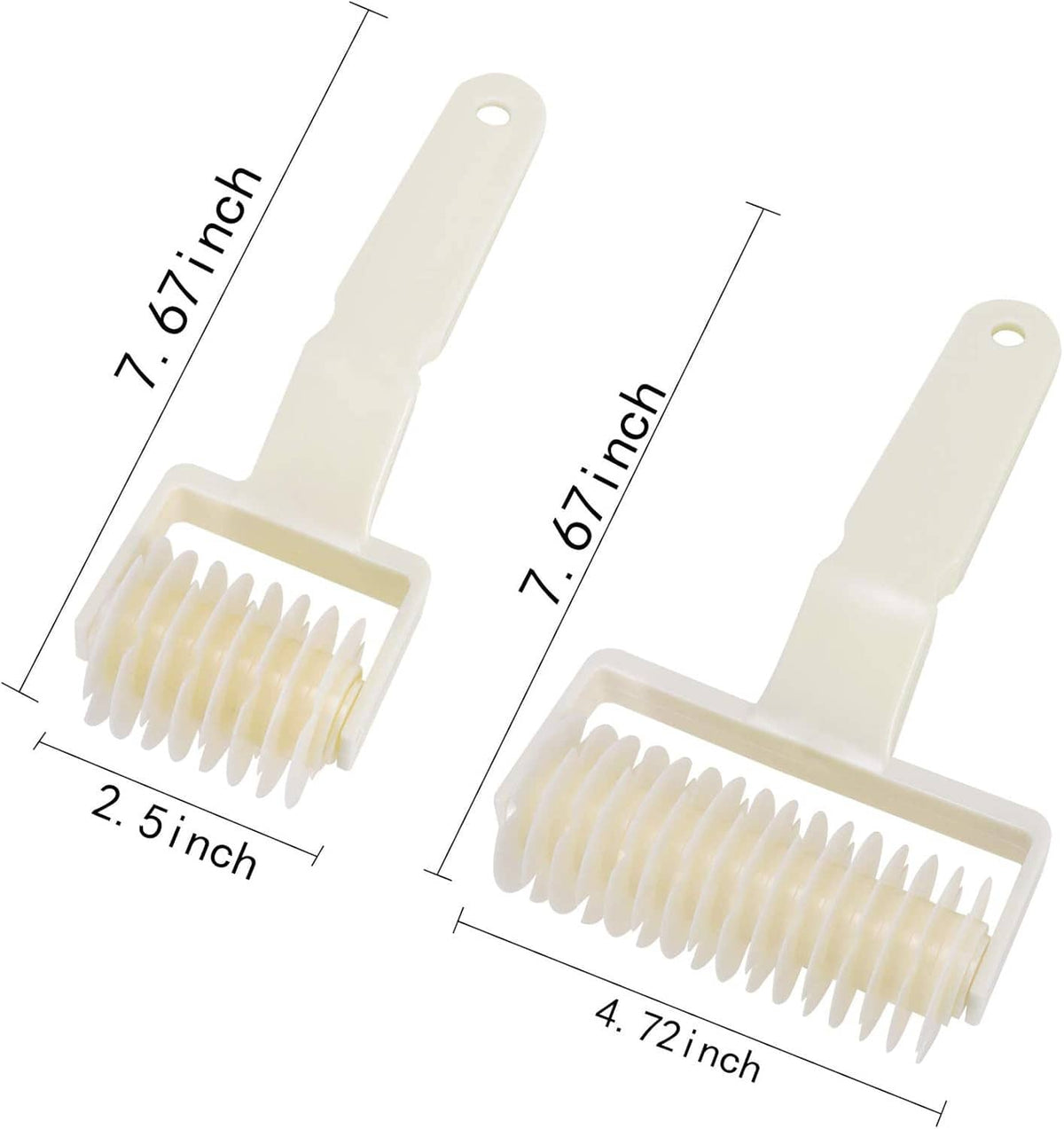 Lattice dough roller cutter set with cream rollers and two loop hanging handles