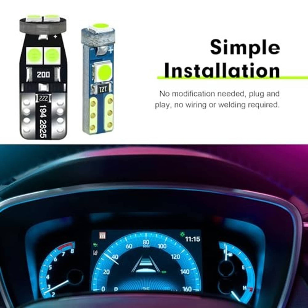 LED instrument light bulbs: black and blue versions with lime green LED chips
