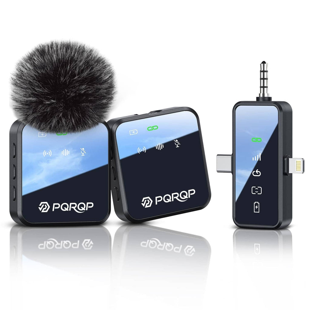 Soot black wireless mini microphone receiver with foam windscreen