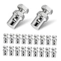 Throttle brake cable ends set with 1/8" stop clamps, silver stainless steel threaded (20 pcs)