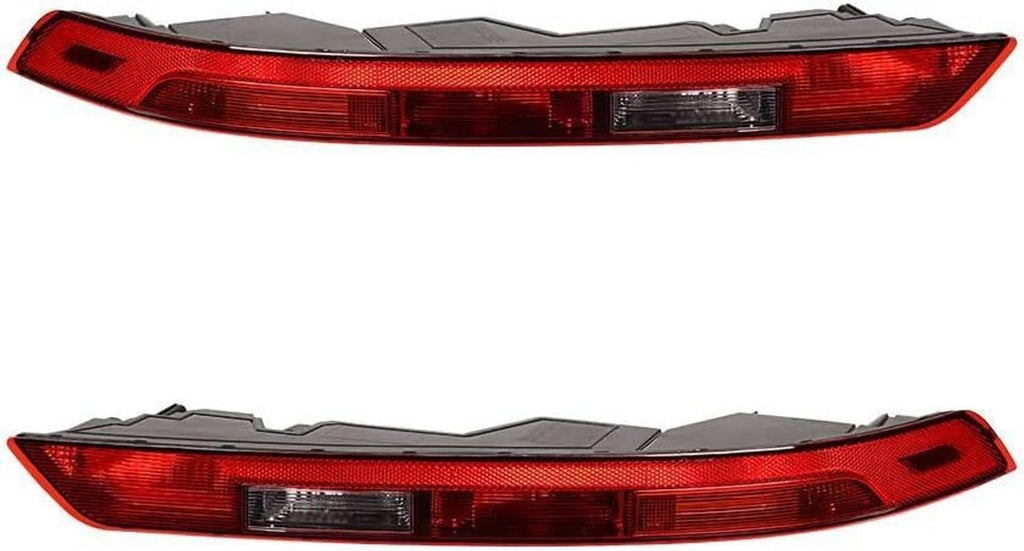 Rear bumper tail light assembly, red lens with clear center reflector and amber strip