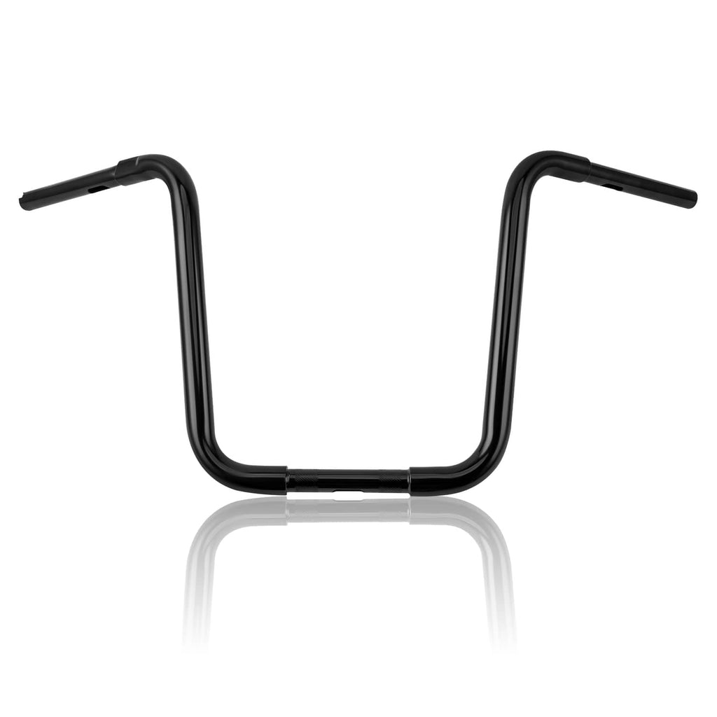 Black U-shaped ape hanger handlebars with short grip ends and center bend.