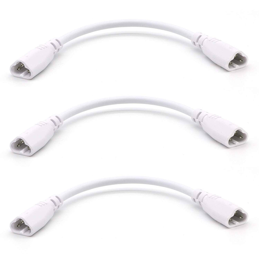White 8 in LED tube connector extension cable, dual 3-pin male ends