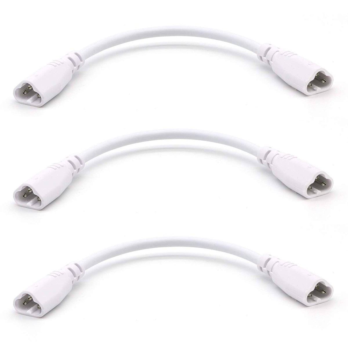 White 8 in LED tube connector extension cable, dual 3-pin male ends