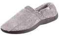 Men's charcoal microterry moccasin slipper, slip-on with dark rubber sole