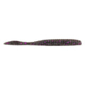 Dark flat worm soft plastic fishing bait with scattered purple dot accents