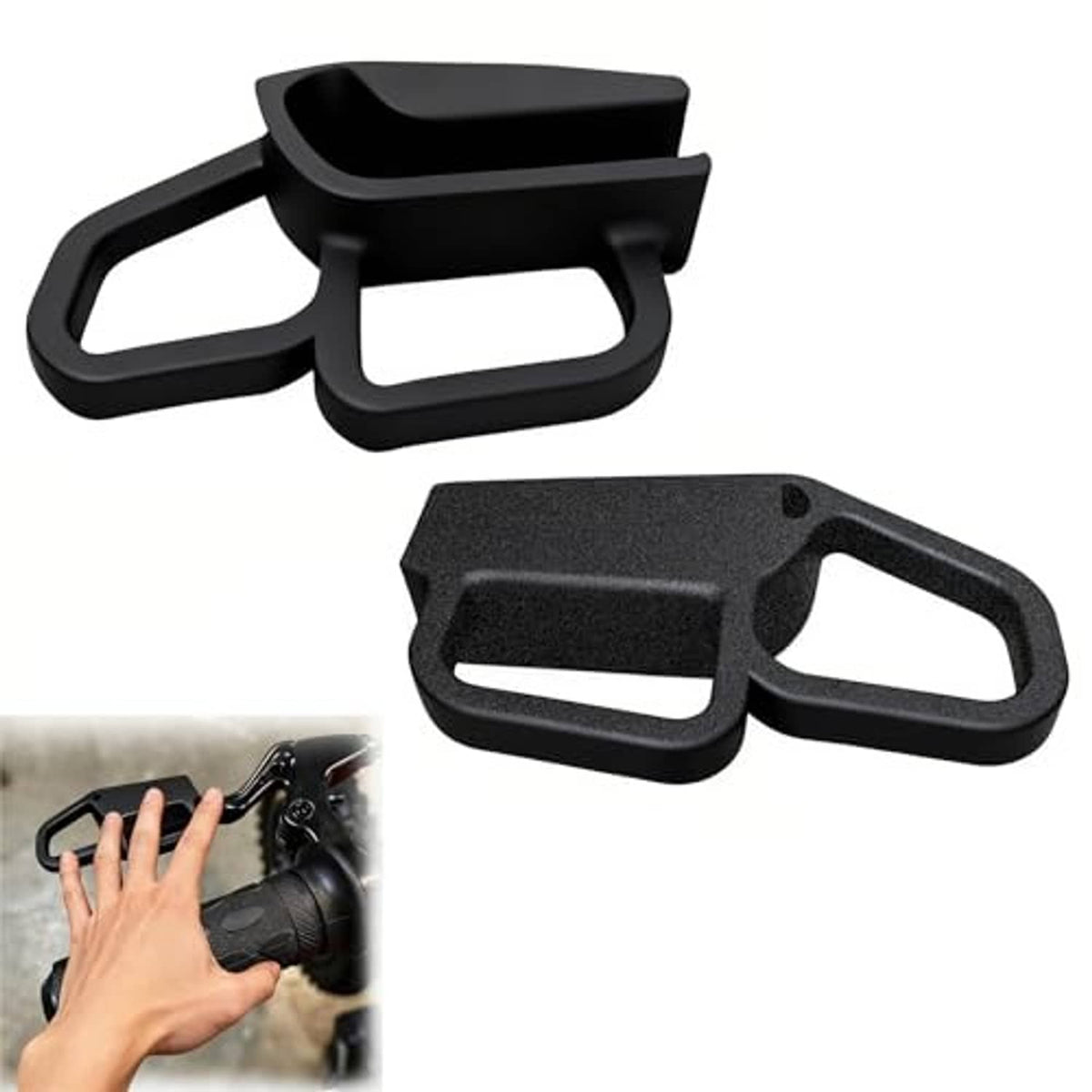 Black brake lever extender pair with ergonomic handle and textured mounting base