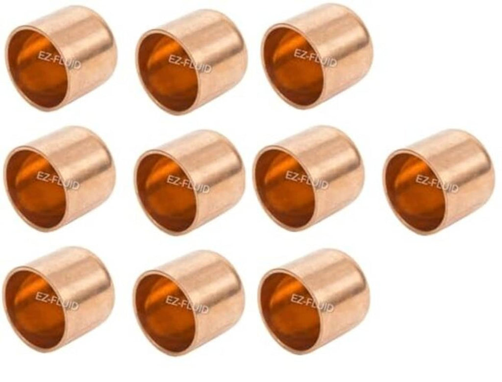 Copper solder pipe end caps, 1/2 inch nominal, assorted pack of fittings