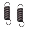Set of 2 recliner tension coil springs with short curved hook ends, dark gray metal