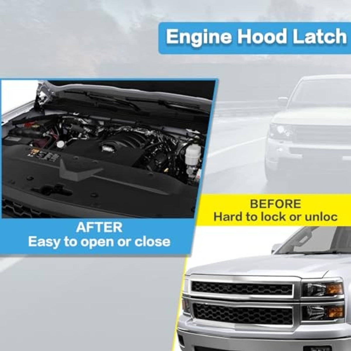 Hood latch assembly for engine hood with wiring harness