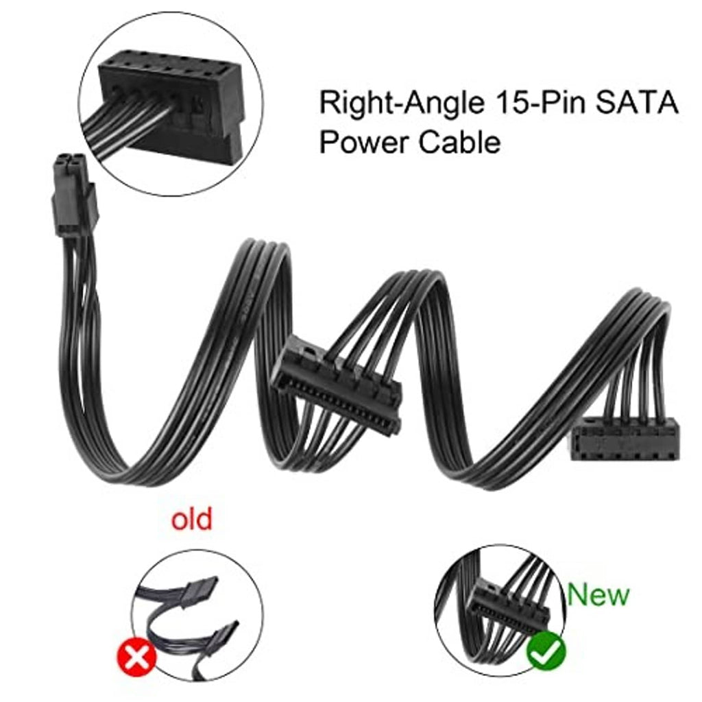 Right-angle 15-pin SATA power splitter cable with black mini power connector