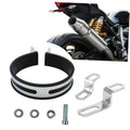 Exhaust clamp kit with black rubber-lined ring, Z-shaped stainless brackets, screws