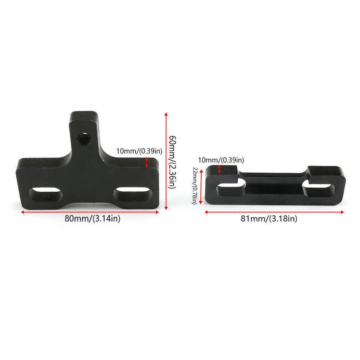 Valve spring compressor tool base and legs, shown with width and height measurements