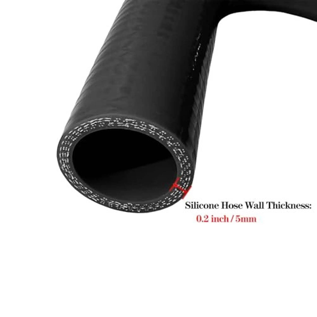 Black silicone elbow coupler with textured reinforcement at the tube opening