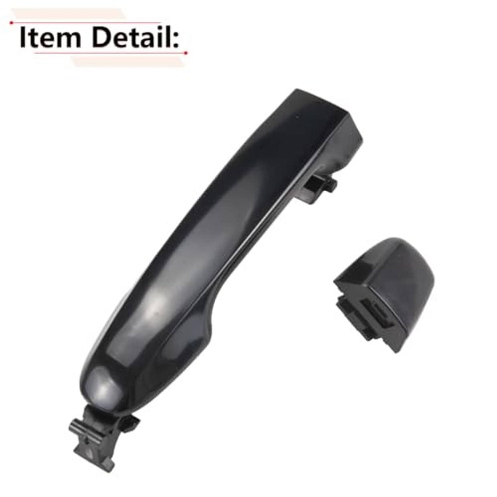 Black exterior door handle with side clip mount and separate cap