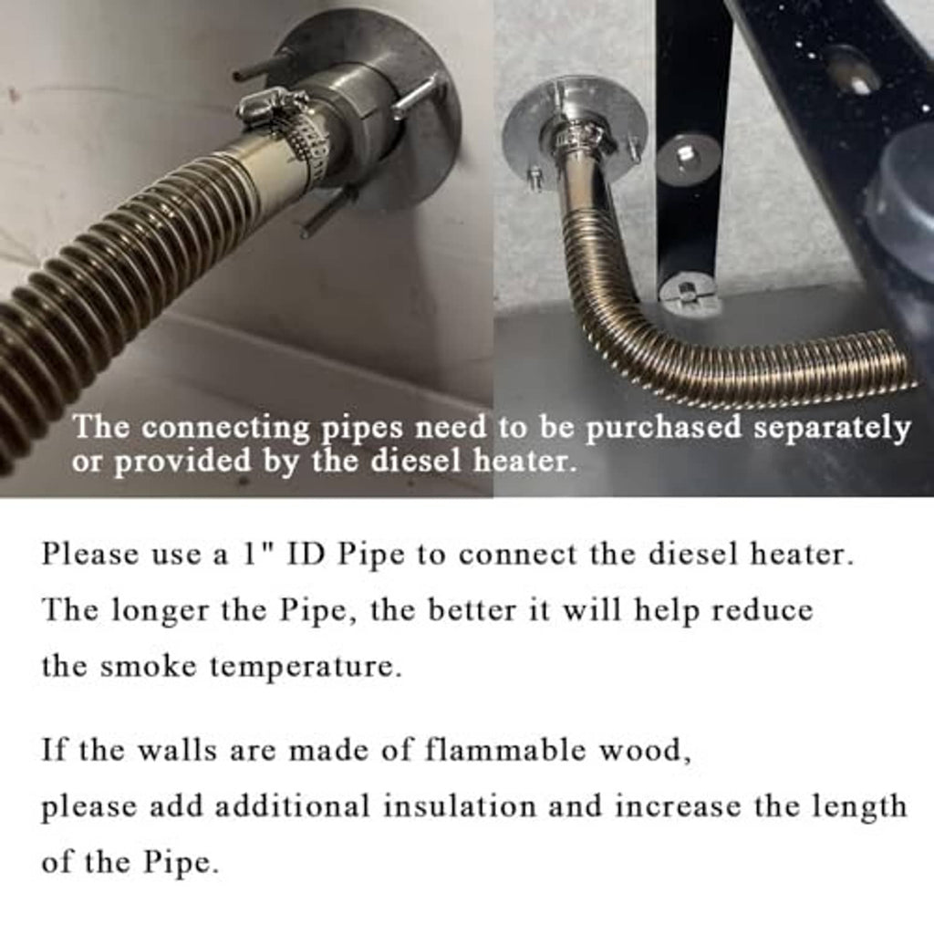 Stainless steel exhaust fitting with flange and threaded pipe connection for through-wall mounting