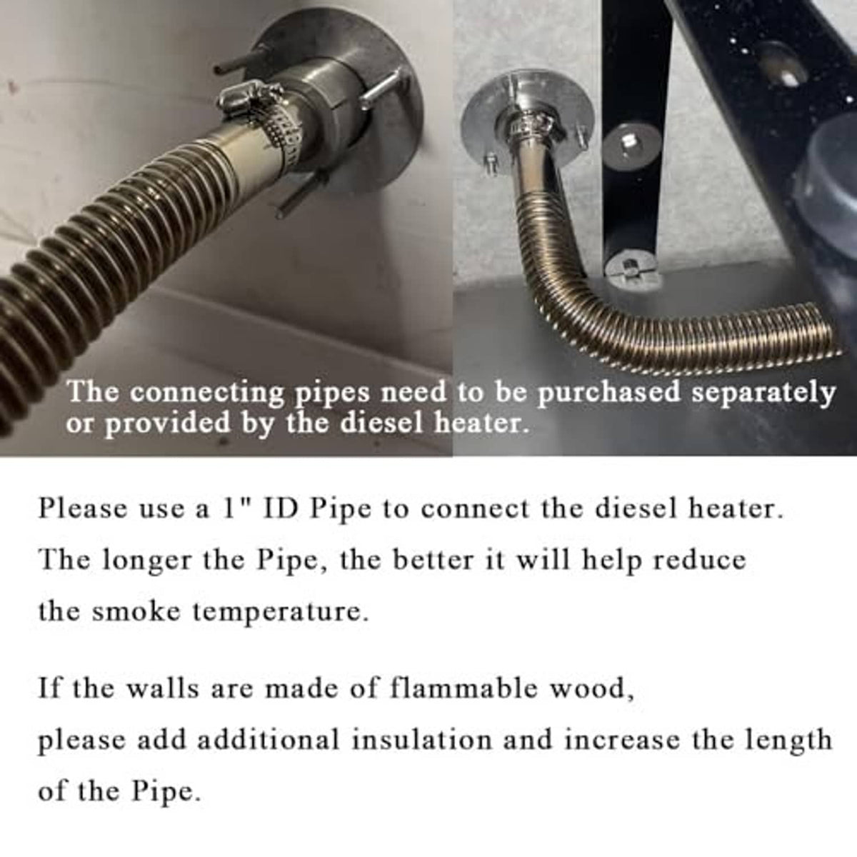 Stainless steel exhaust fitting with flange and threaded pipe connection for through-wall mounting