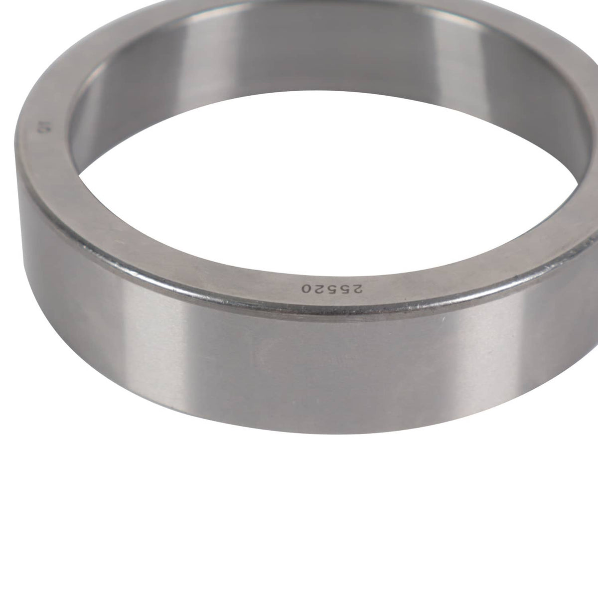 Trailer bearing kit seal ring with smooth metal body and white embossed code