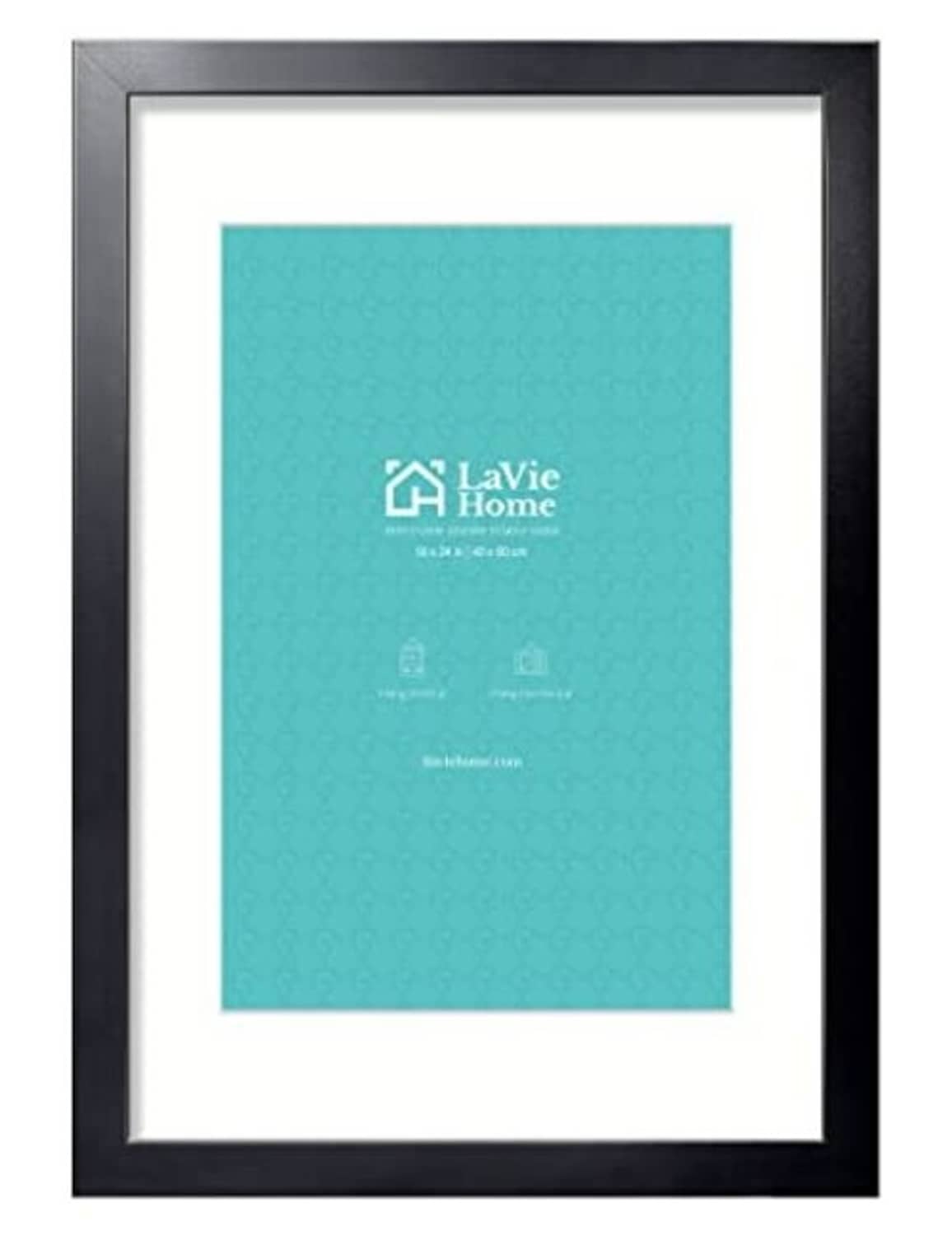 Black 16x24 picture frame with mat, showing turquoise poster insert.