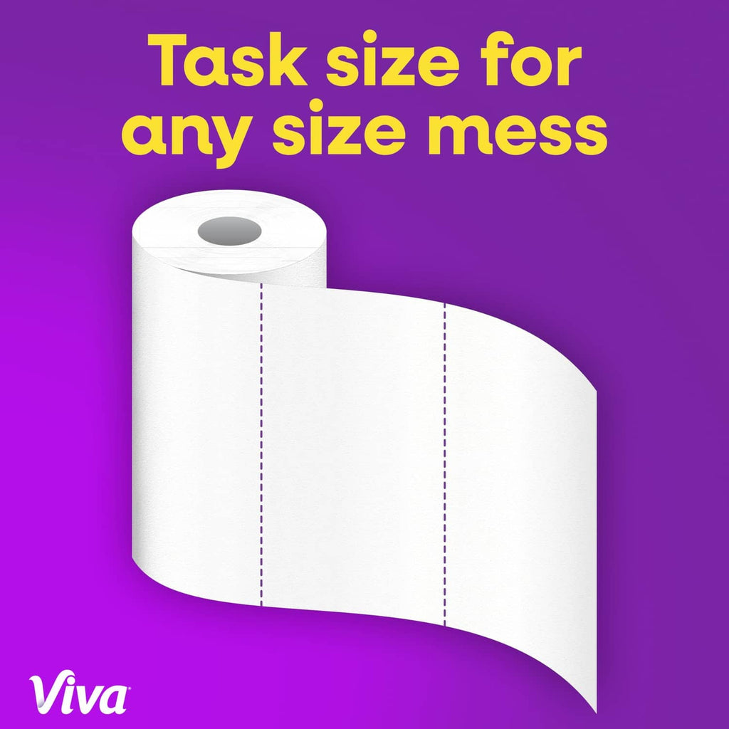 White paper towel rolls with task size sheet layout for any mess graphic
