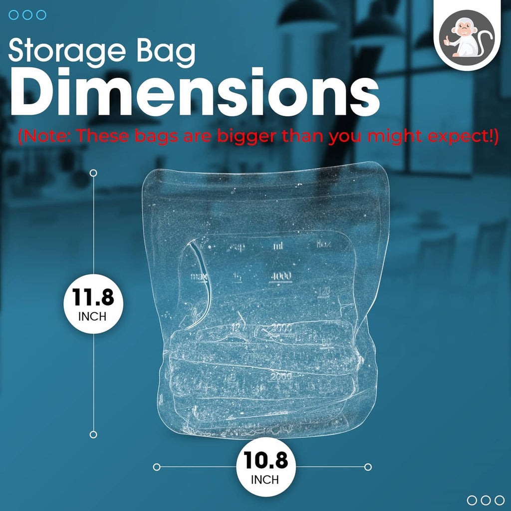 Clear reusable silicone storage bag with printed measurement lines