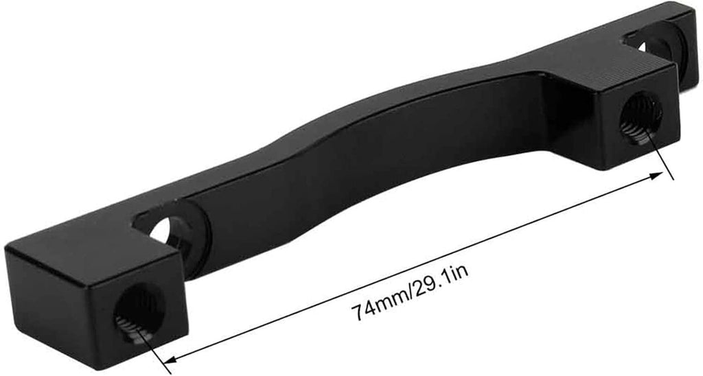 Aluminum post mount brake adapter with mounting holes, black, angled spacer bar