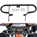 Black ATV rear grab bar bumper guard with mounting brackets and bolts