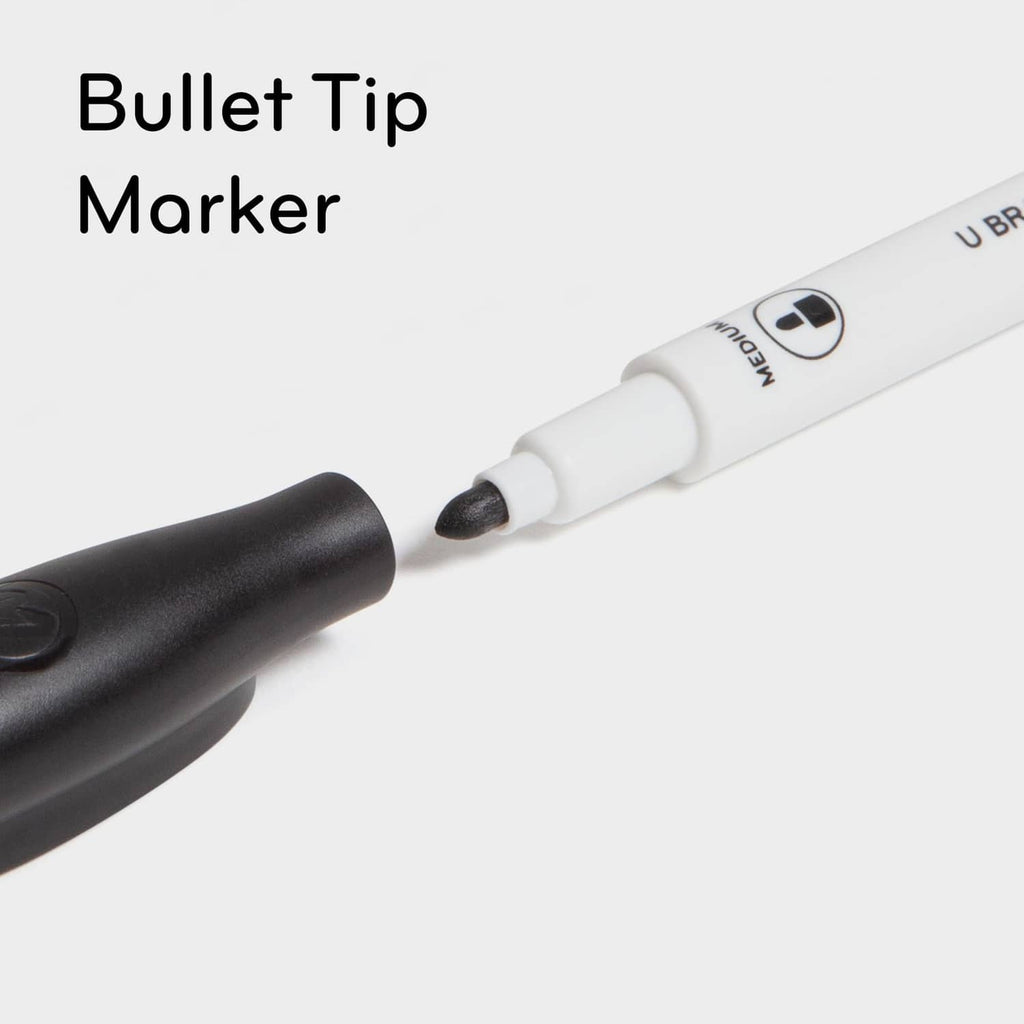 Black bullet tip dry-erase marker with white body for locker board marking