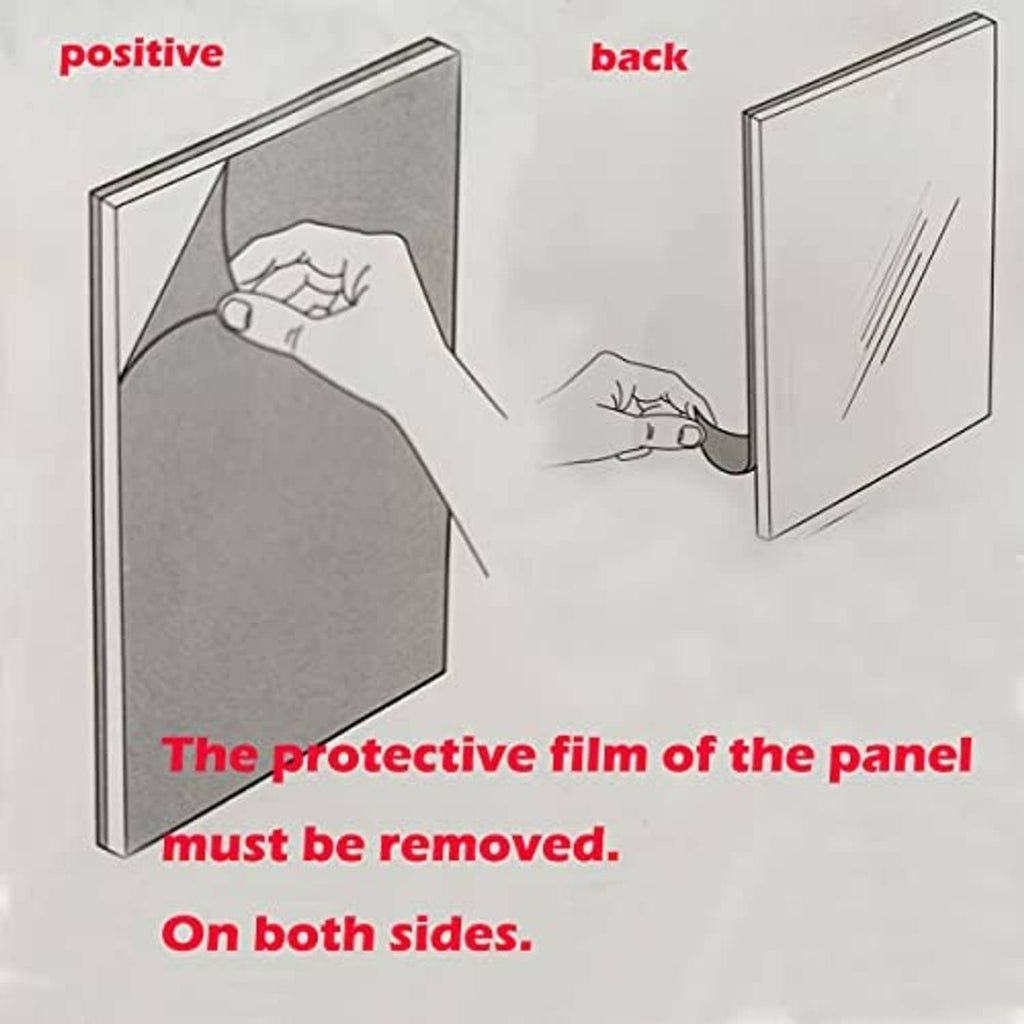 Illustration showing protective film on a plastic picture panel being removed