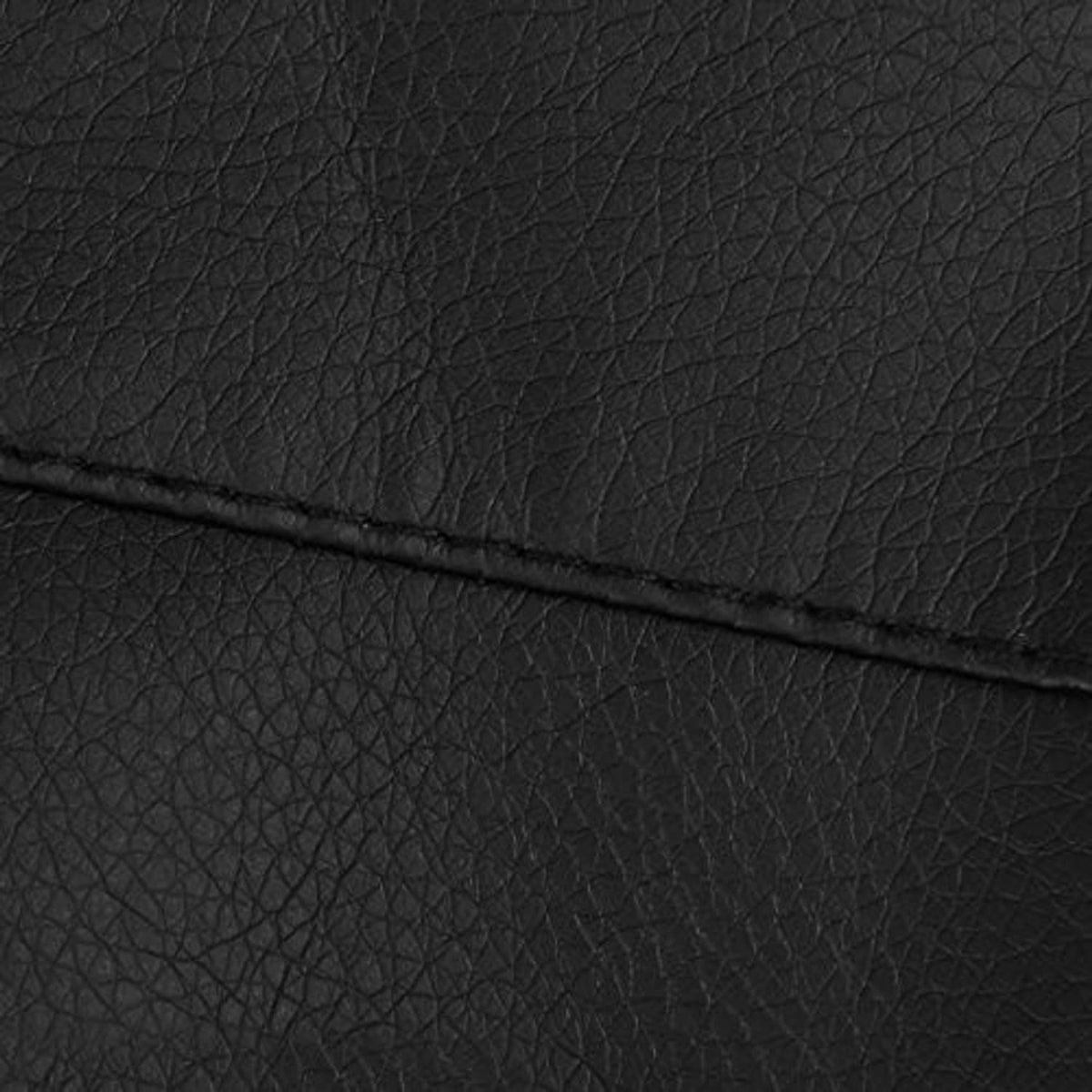 Close-up texture of black PU leather gaitor boot with stitched seam