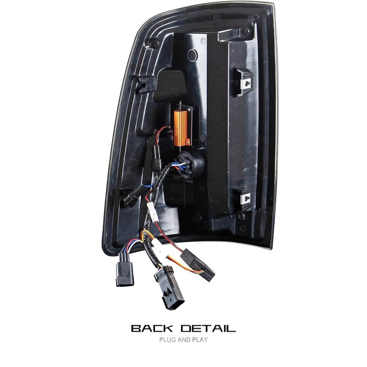 Pair of LED tail light housings with internal wiring connectors