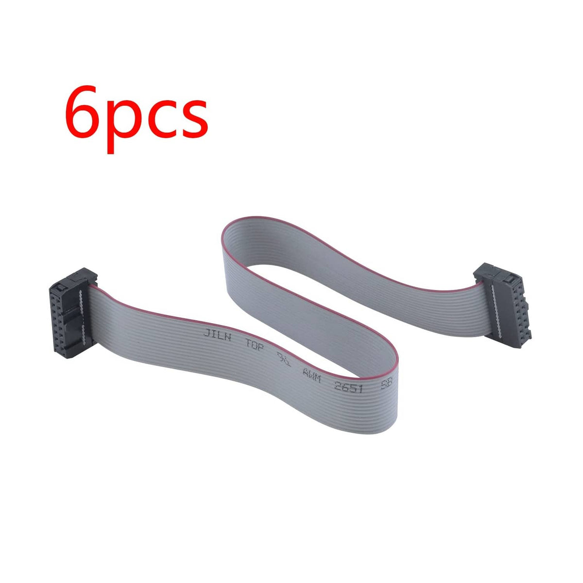 Gray IDC ribbon cable with black 2.54mm connectors, 30 cm, two cable ends