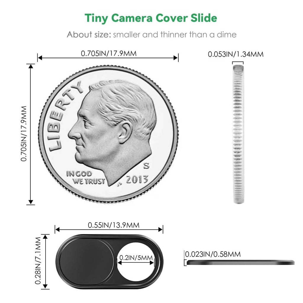 Black oval webcam slide cover with circular shutter and side cutout opening