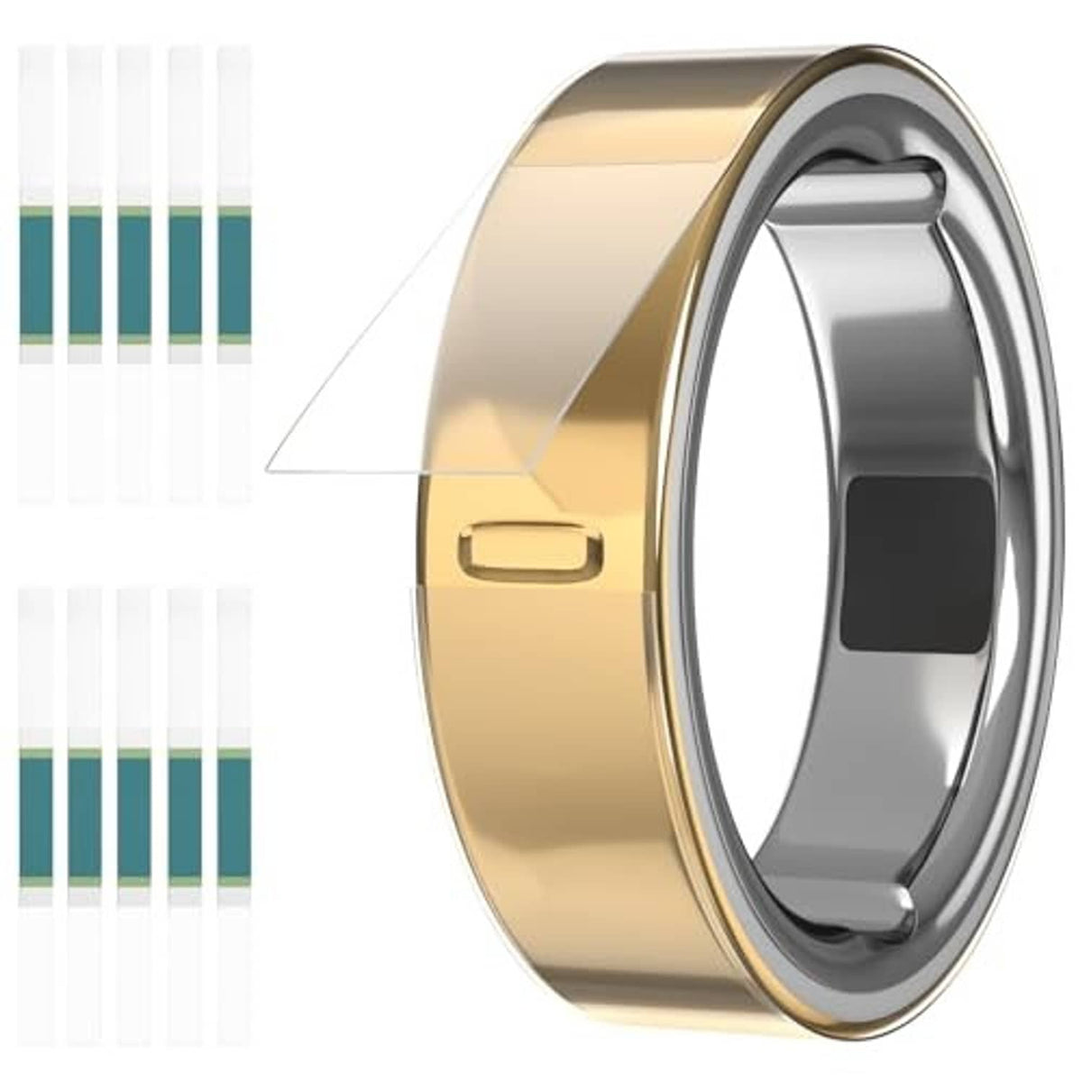 Ultra-thin transparent protector film for Oura Ring, front view with clear overlay