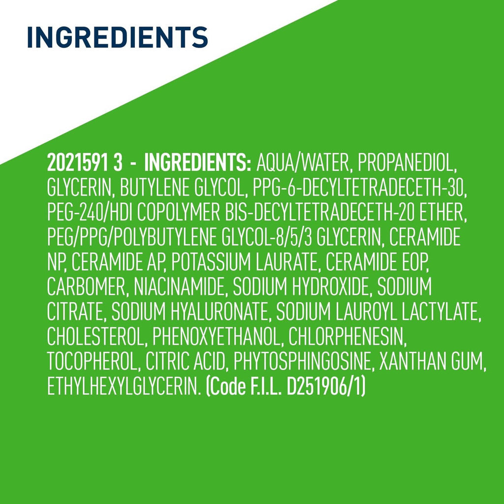 CeraVe hydrating toner ingredients list panel