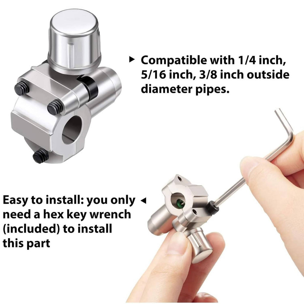 R134a piercing valve with hex-key installation and fittings for 1/4–3/8 in pipes