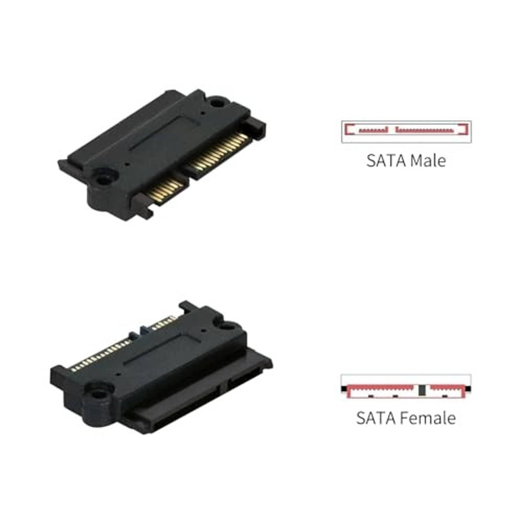 SATA male and SATA female 22-pin adapter connectors in black, for HDD extender