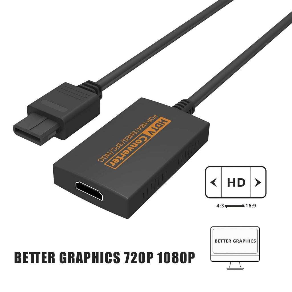 HDMI converter box with USB power cable and HDMI port, black adapter