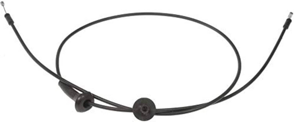 Black hood release cable with two connectors and looped wire segment.