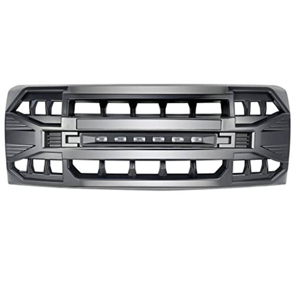 Matte black front grille insert with horizontal bar and ribbed cutouts