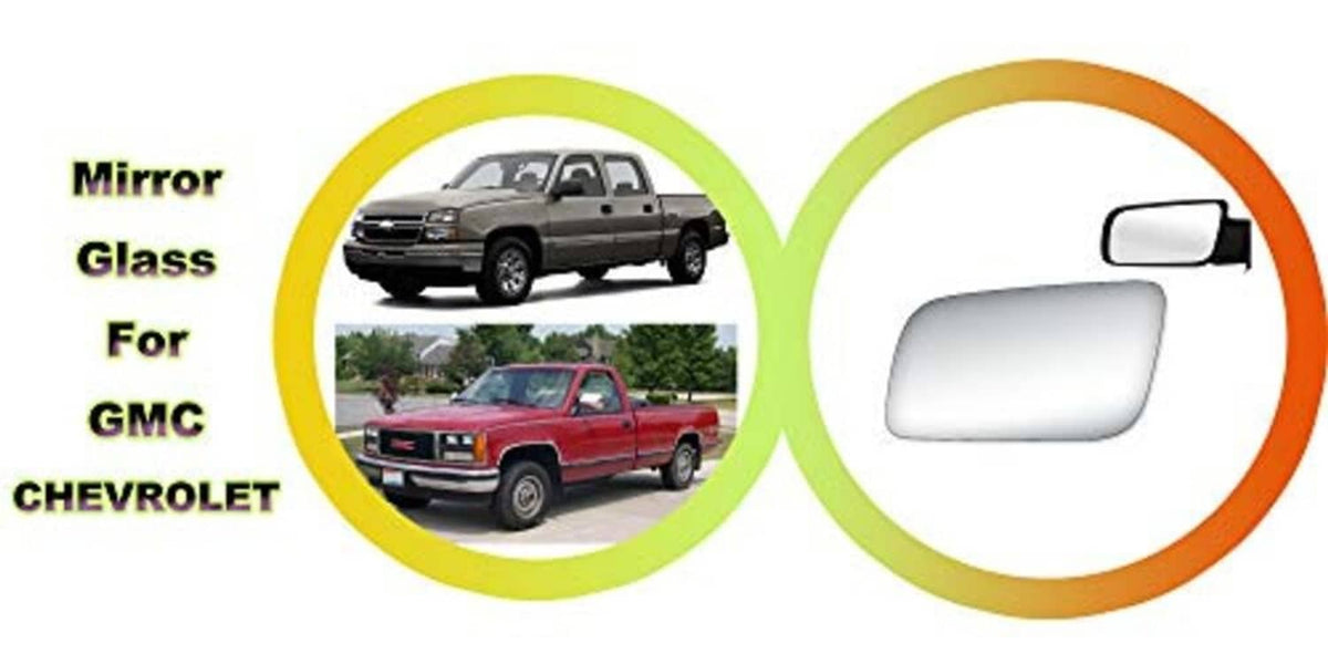 Mirror glass replacement compatibility graphic with oval glass icon