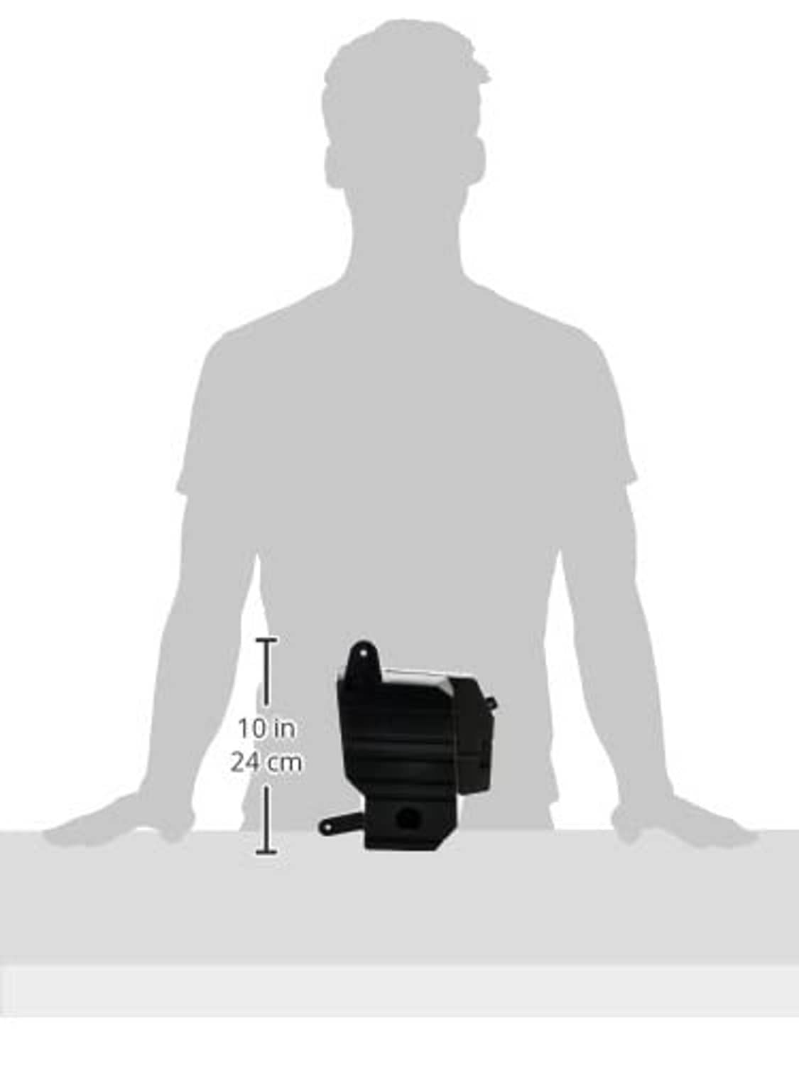 Black speaker pod housing with size indication arrow and 10 in measurement