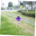 Purple gazing ball spiral tail wind spinner with silver coil and hanging chain